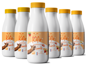kefir lait fermente entier de chamelle - 6x0,5litre - nature, fraise, vanille